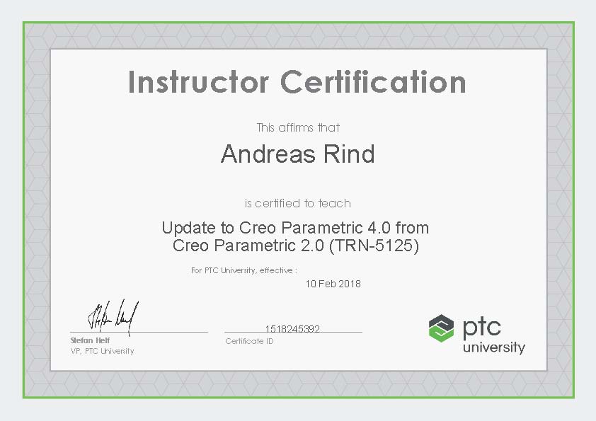  Instructor Certification TRN-5125 Update Creo4 von Creo2