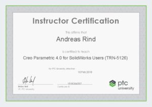 Instructor Certification TRN-5126 Creo Parametric 4.0 für Benutzer von SolidWorks